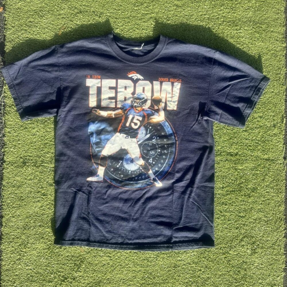 Tim Tebow Denver Broncos Vintage NFL Navy Blue T-Shirt